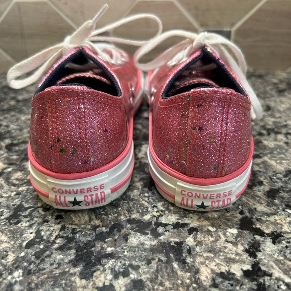 Converse Girl Youth Junior Size 3 Pink 665108C Sparkle Glitter Sneaker - Picture 7 of 10
